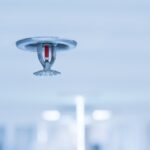 Fire,Fighting,Equipment,,Sprinkler,On,White,Ceiling,Background.automatic,Head,Fire